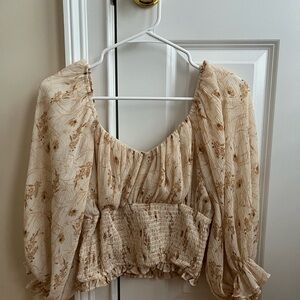 Chic Cream Floral Blouse